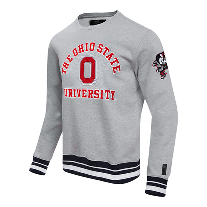 Ohio State Buckeyes Prostandard Stacked Logo Crewneck Sweatshirt In Grey - Front Side View