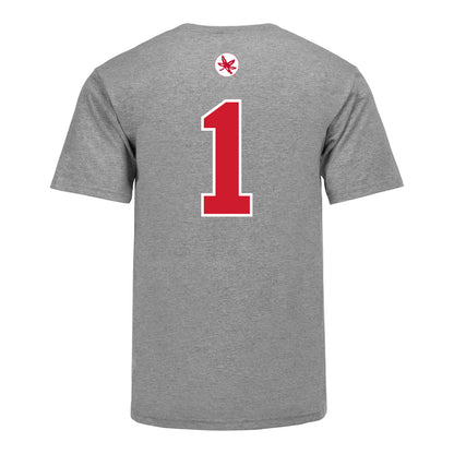Ohio State Buckeyes Gray Basketball #1 Script Buckeyes T-Shirt - Back View