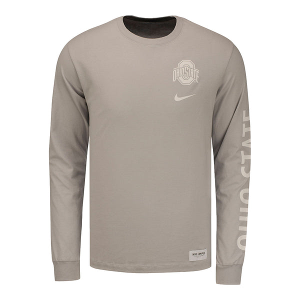 Ohio State Buckeyes Nike Wash Long Sleeve T-Shirt - In Gray - Front View