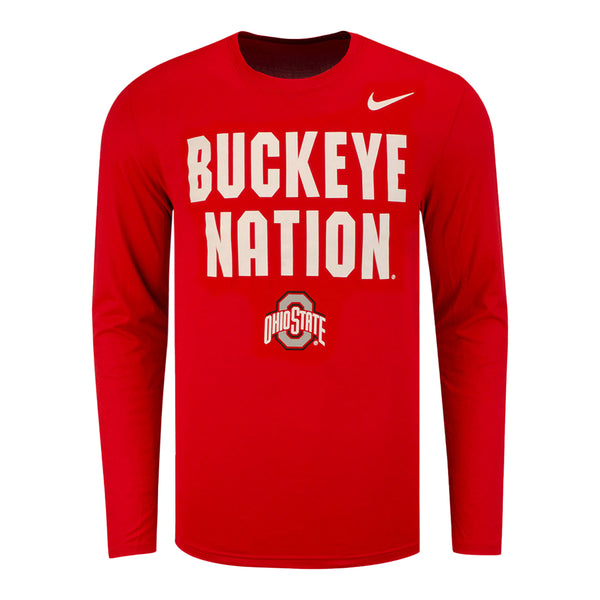 Ohio State Buckeyes Nike Football Mantra Long Sleeve T-Shirt - In Scarlet - Front View