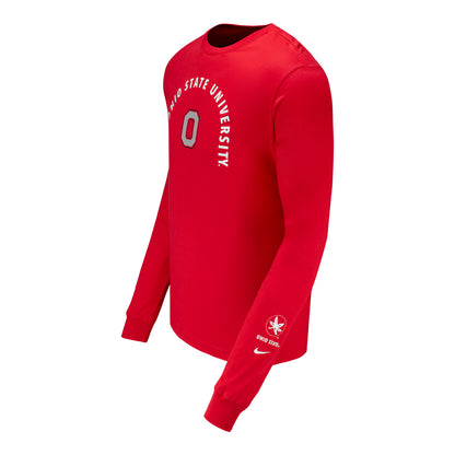 Ohio State Buckeyes Nike Campus Long Sleeve Scarlet T-Shirt - Side View