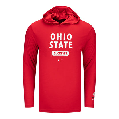 Ohio State Buckeyes Nike Campus Long Sleeve Hooded Scarlet T-Shirt - Front View