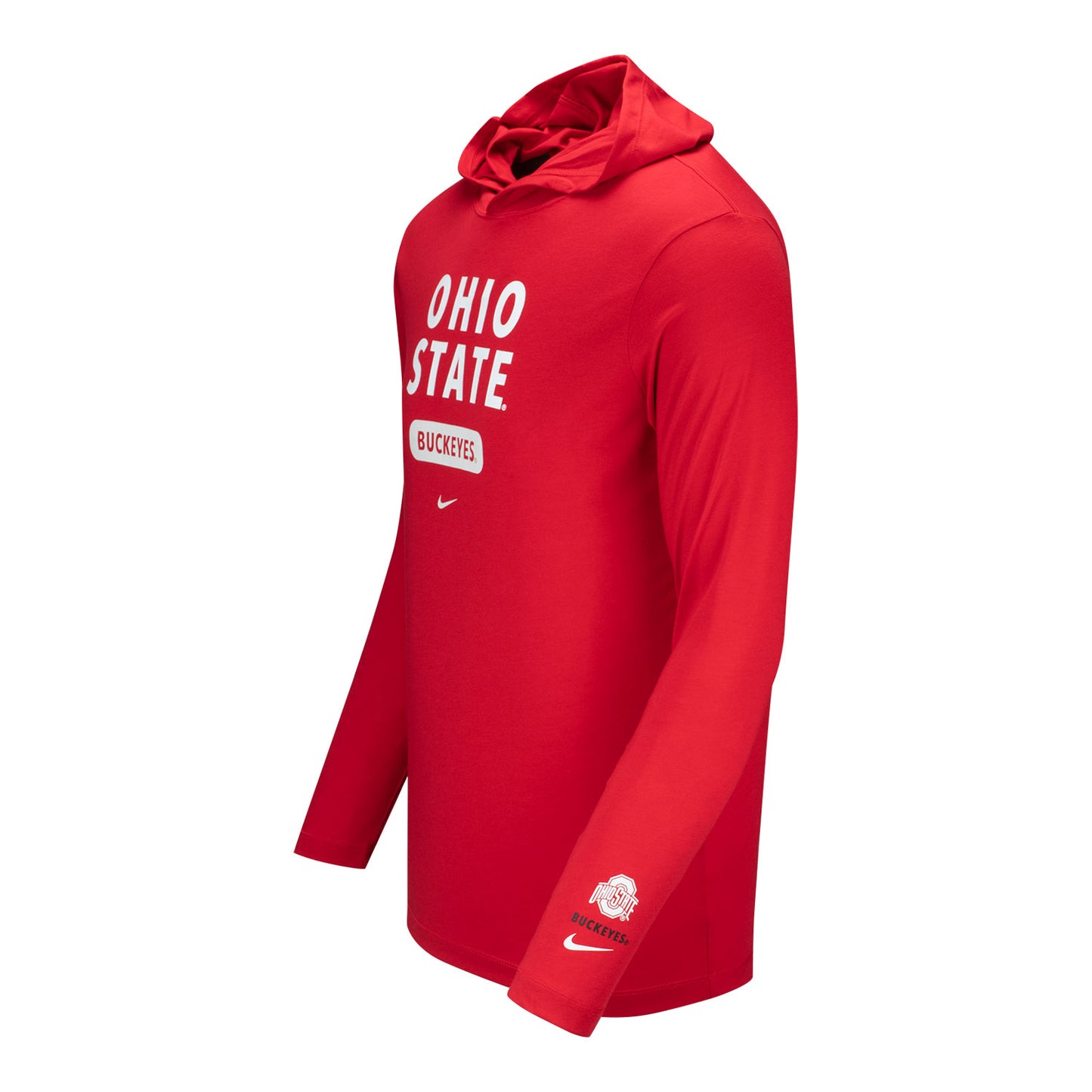 Ohio State Buckeyes Nike Campus Long Sleeve Hooded Scarlet T-Shirt - Side View