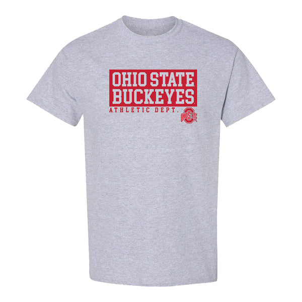 THE® Branded Ohio State Buckeyes Athletic Department Gray Tee - In Gray - Front View