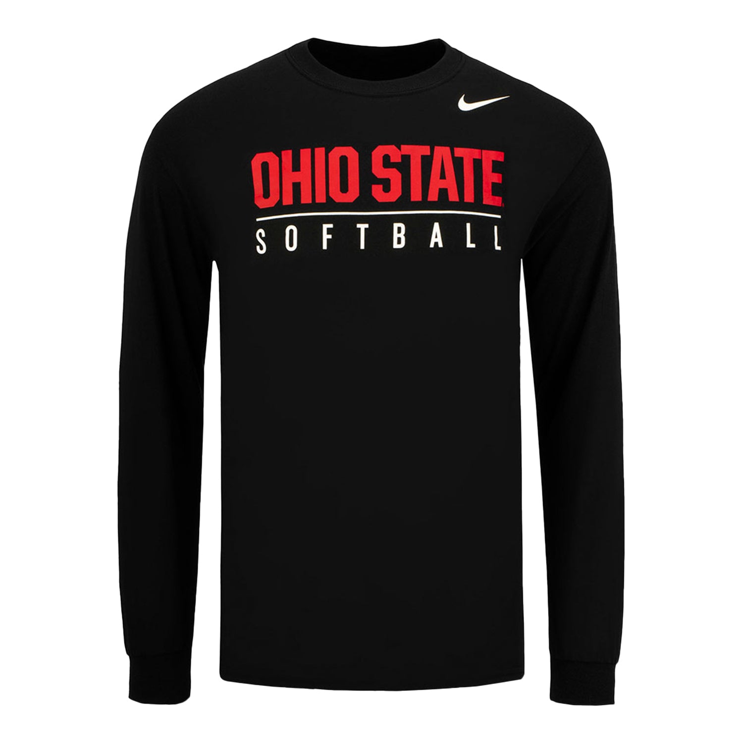 Ohio State Buckeyes Nike Softball Long Sleeve T-Shirt - In Black - Front View