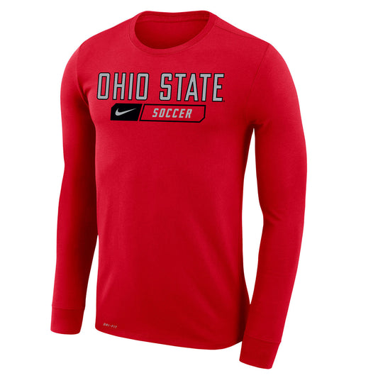 Ohio State Buckeyes Nike Soccer Scarlet Long Sleeve T-Shirt - In Scarlet - Front View