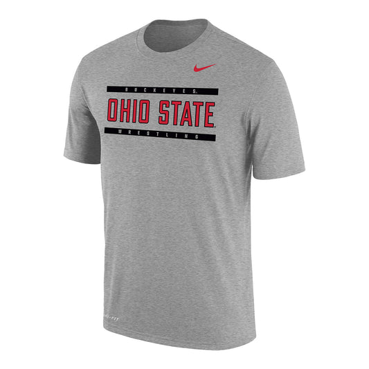 Ohio State Buckeyes Nike Essential Dri-FIT Wrestling Gray T-Shirt - In Gray - Front View