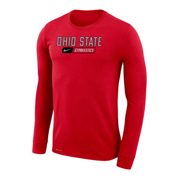 Ohio State Buckeyes Nike Gymnastics Scarlet Long Sleeve T-Shirt - In Scarlet - Front View