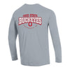 Ohio State Buckeyes 3-Hit Print Long Sleeve Gray T-Shirt - In Gray - Back View