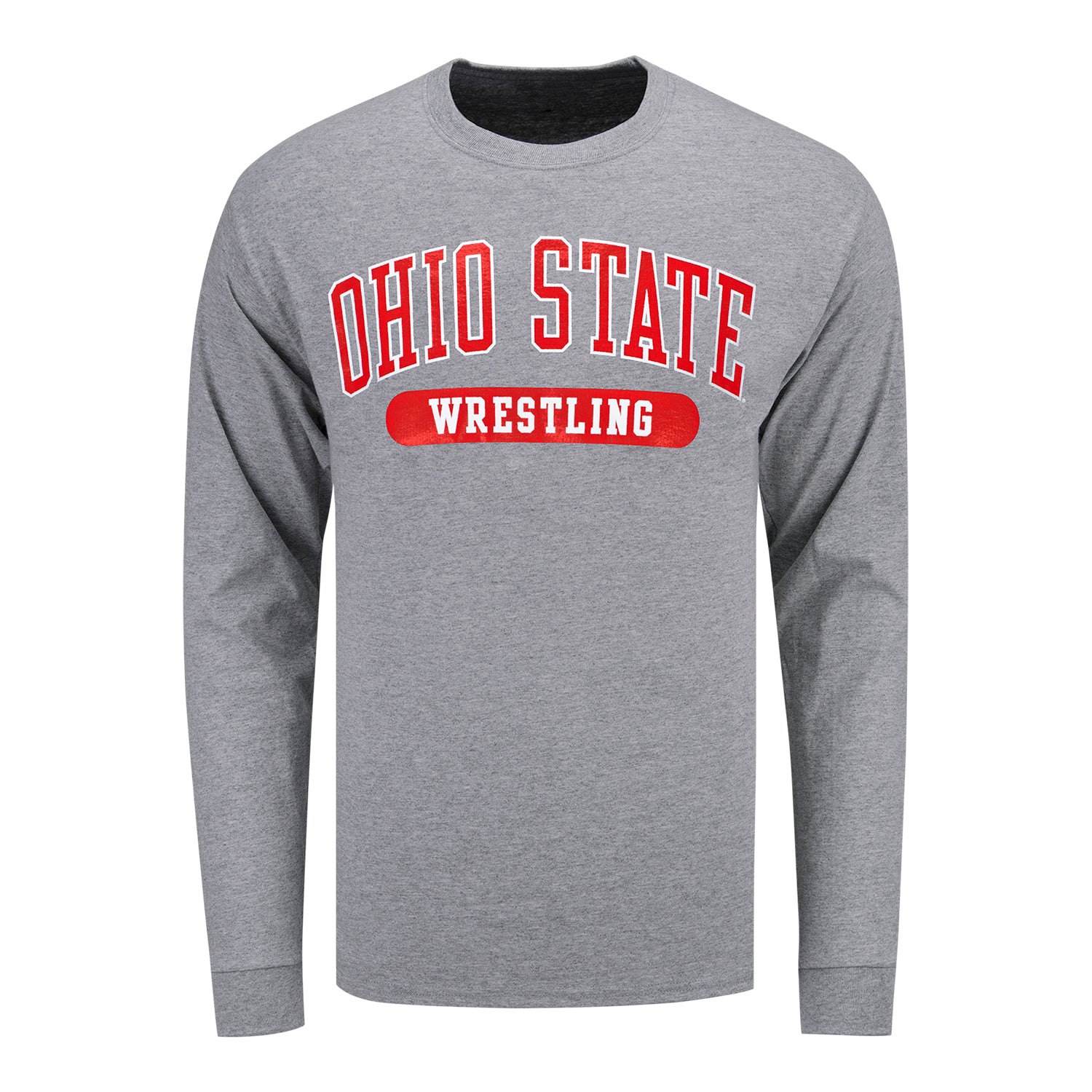 Ohio State Buckeyes Wrestling Long Sleeve Gray T-Shirt - In Gray - Front View