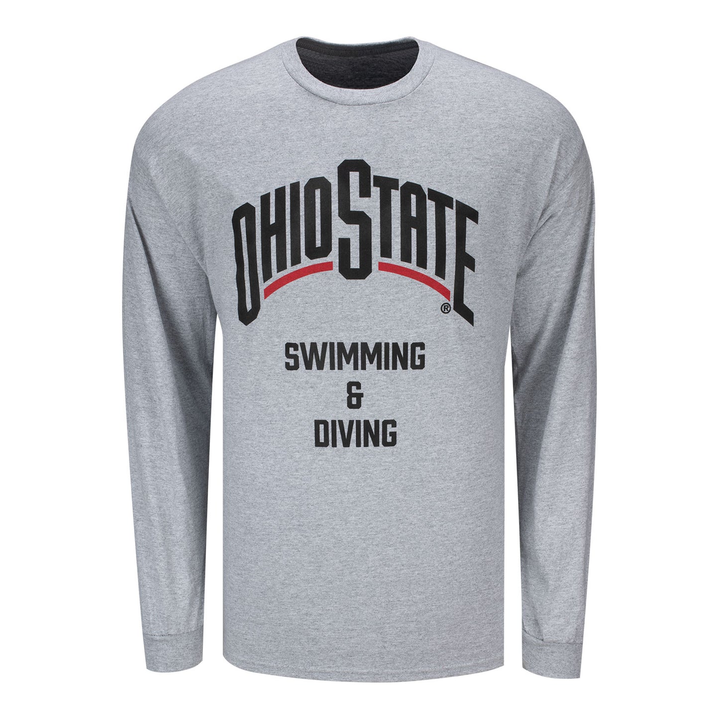 Ohio State Buckeyes Swimming & Diving Gray Long Sleeve T-Shirt - Front View