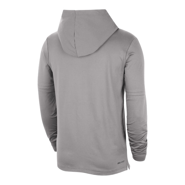 Ohio State Buckeyes Nike Dri-Fit Player Hooded Long Sleeve Gray T-Shirt - In Gray - Back View