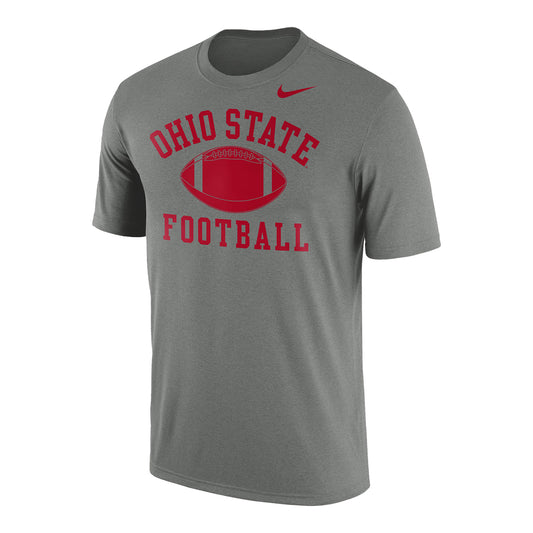 Ohio State Buckeyes Nike Legend Football Gray T-Shirt - In Gray - Front View