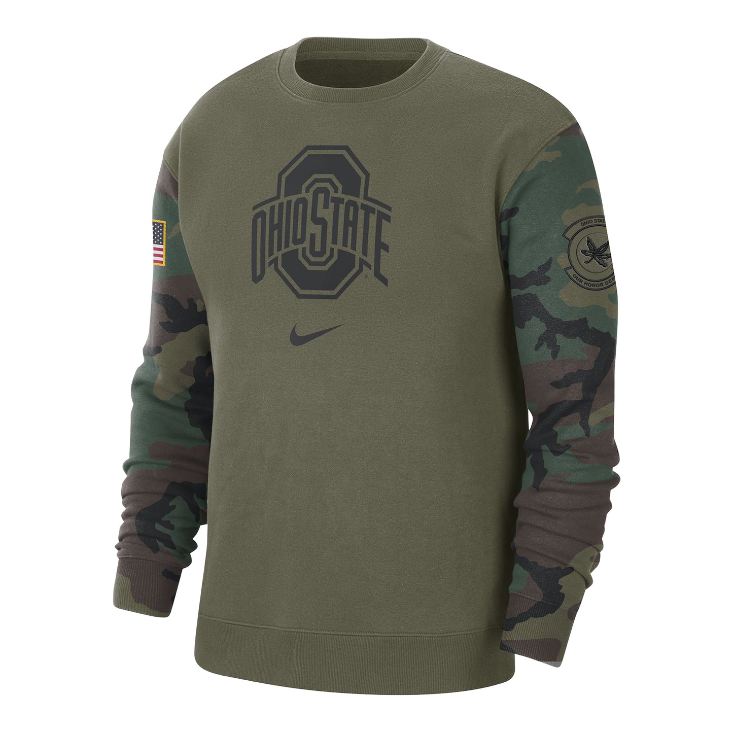 Ohio State Buckeyes Nike Military Club Fleece Crew Neck Sweatshirt - Front View