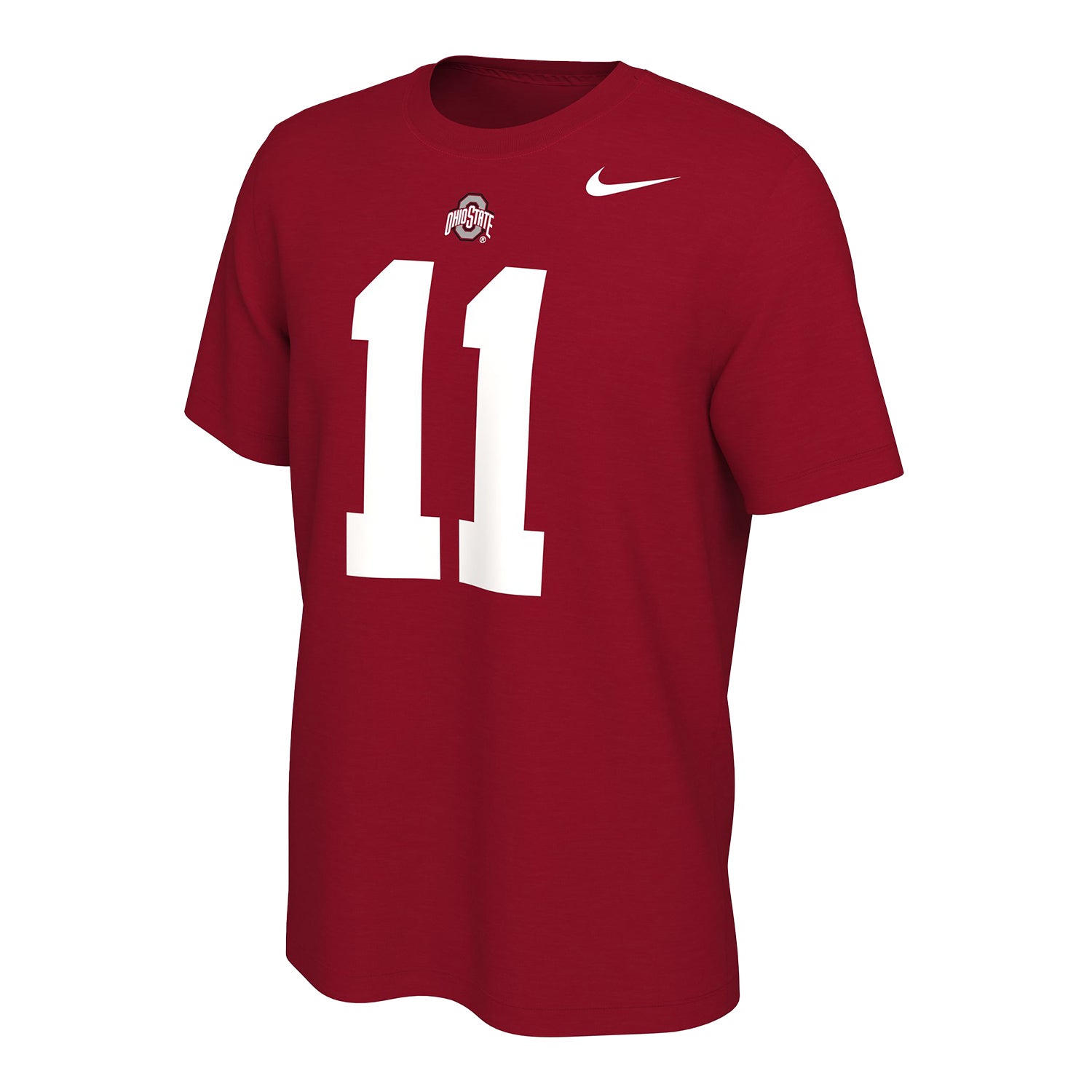 Ohio State Football Nike Smith-Njigba #11 Scarlet T-Shirt - Front View