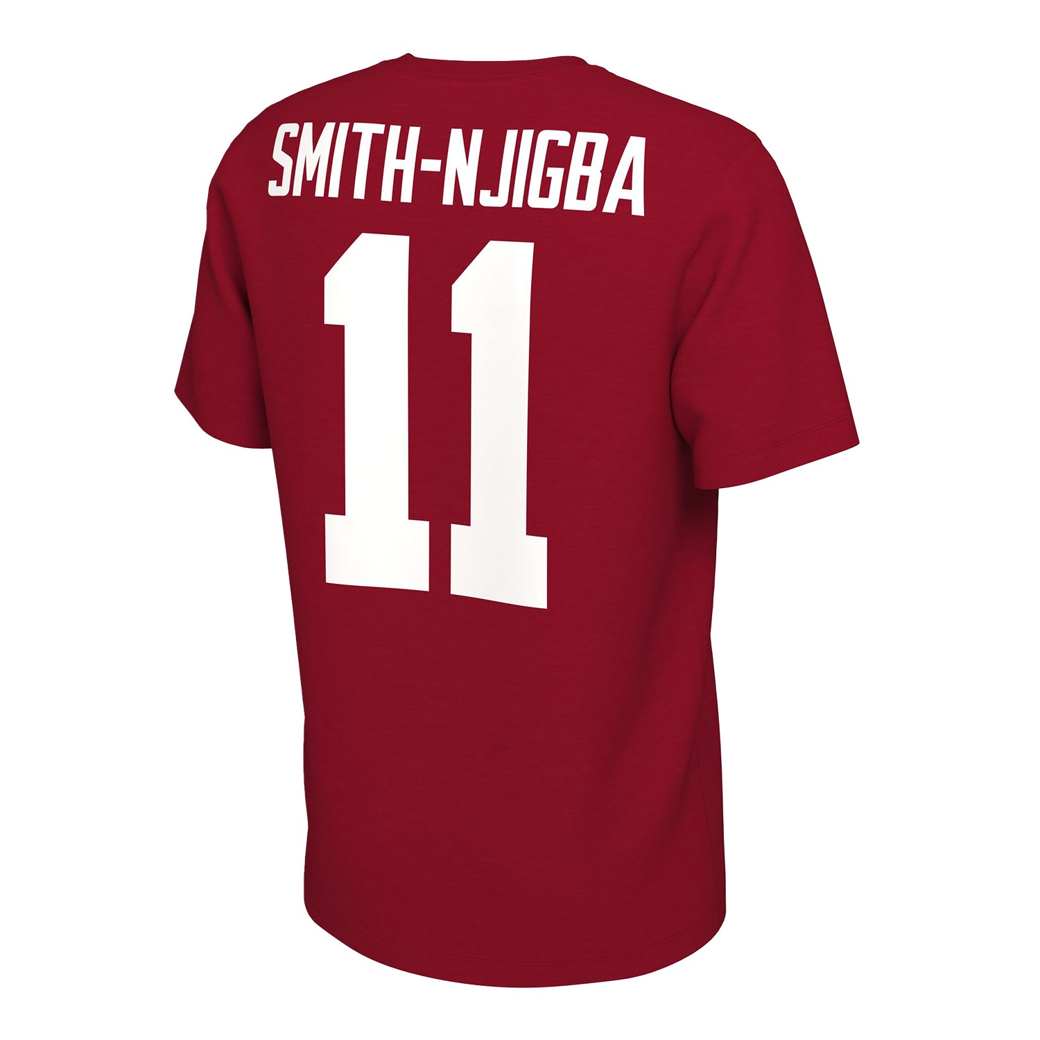 Ohio State Football Nike Smith-Njigba #11 Scarlet T-Shirt - Back View