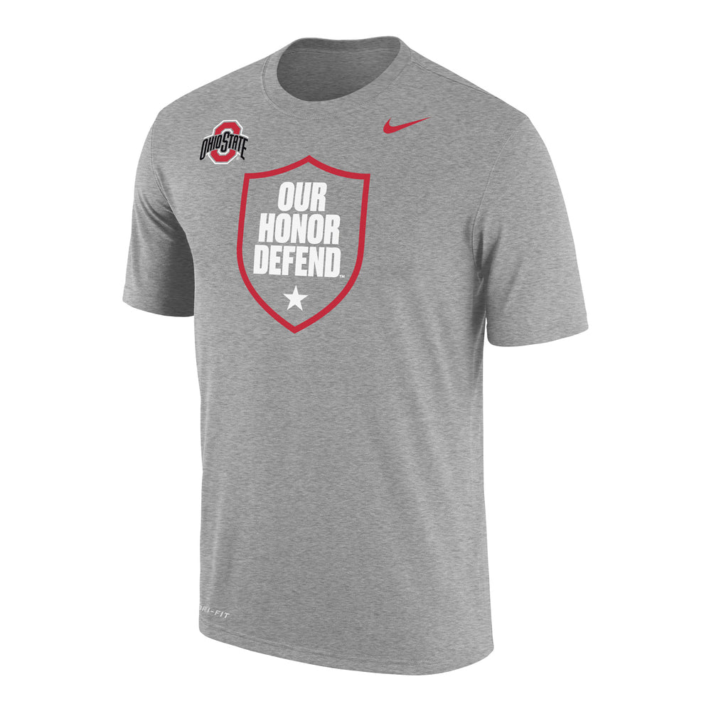 Ohio State Buckeyes Nike Our Honor Defend™ Shield Gray T-Shirt | Shop ...