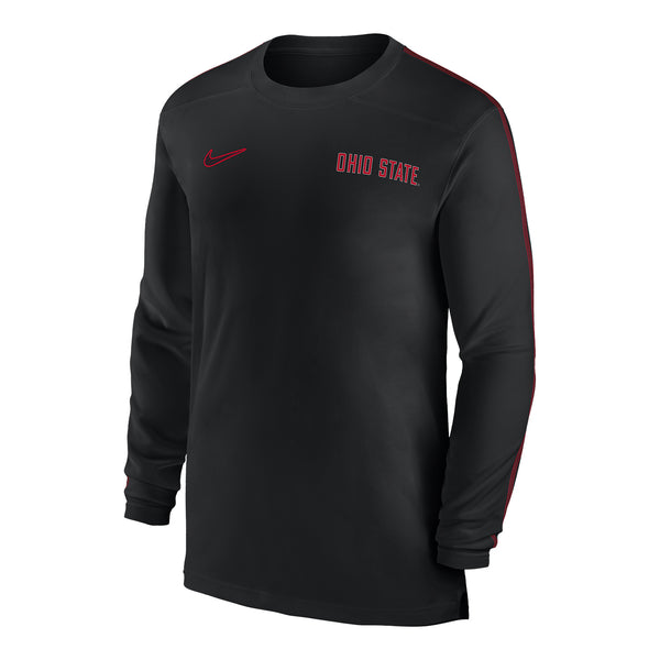 Ohio State Buckeyes Nike Dri-FIT Sideline Coach Black Long Sleeve T-Shirt - Front View