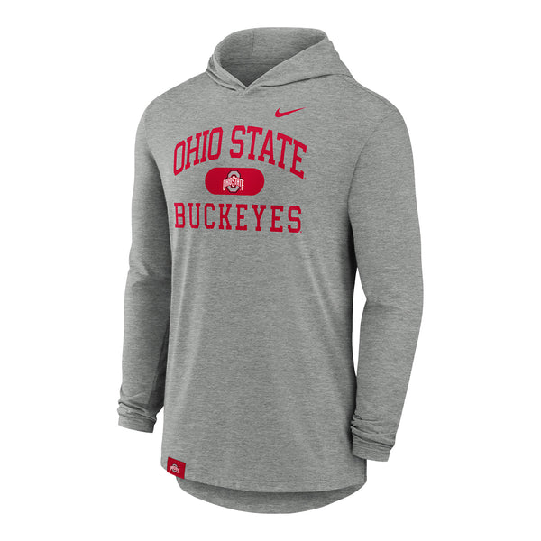 Ohio State Buckeyes Nike Dri-FIT Wordmark Long Sleeve Hooded T-Shirt - Front View