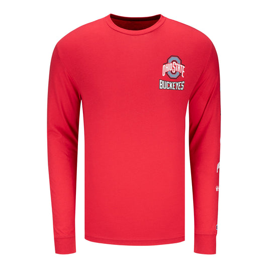 Ohio State Buckeyes Champion Triple Hit Long Sleeve T-Shirt In Red - Front View