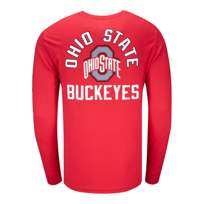 Ohio State Buckeyes Champion Triple Hit Long Sleeve T-Shirt In Red - Back View