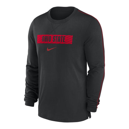 Ohio State Buckeyes Nike Dri-FIT Sideline Player Black Long Sleeve T-Shirt - Front View