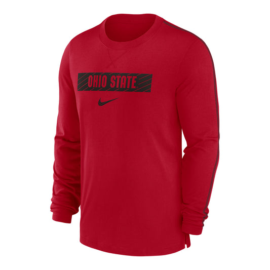 Ohio State Buckeyes Nike Dri-FIT Sideline Player Scarlet Long Sleeve T-Shirt - Front View