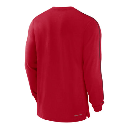 Ohio State Buckeyes Nike Dri-FIT Sideline Player Scarlet Long Sleeve T-Shirt - Back View