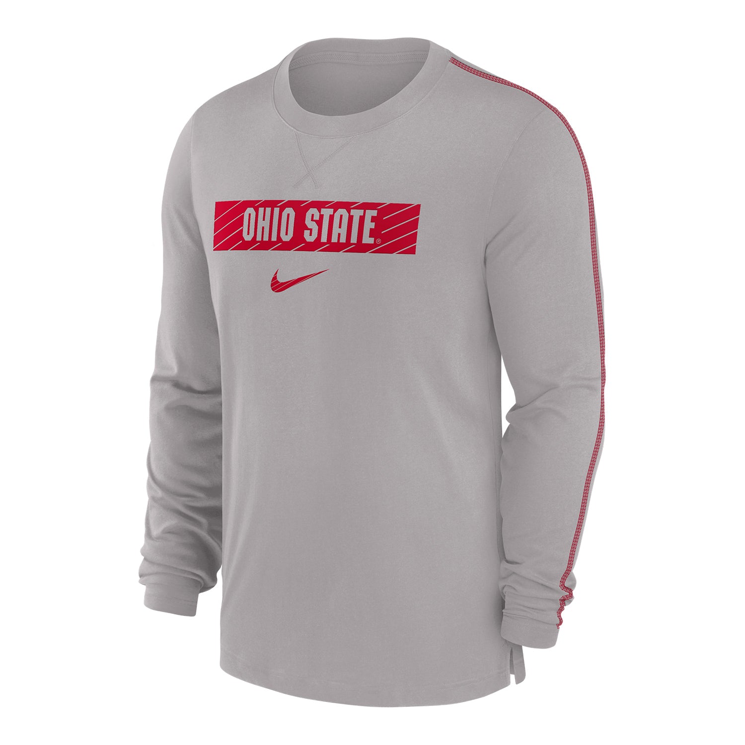 Ohio State Buckeyes Nike Dri-FIT Sideline Player Gray Long Sleeve T-Shirt - Front View