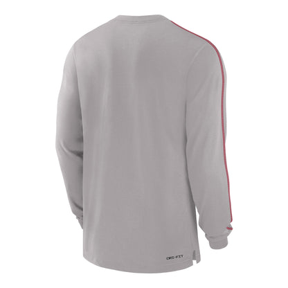 Ohio State Buckeyes Nike Dri-FIT Sideline Player Gray Long Sleeve T-Shirt - Back View