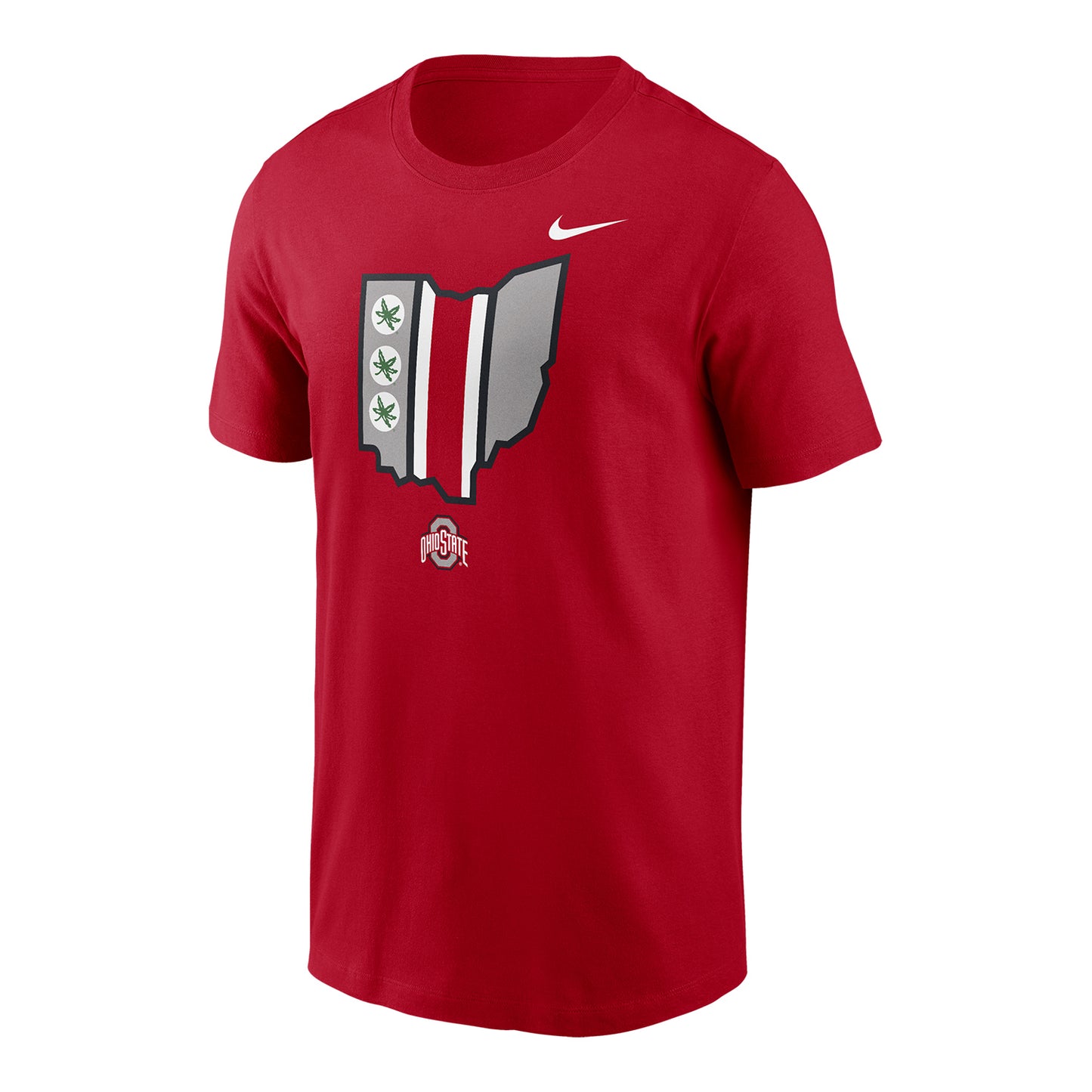 Ohio State Buckeyes Nike State Outline Scarlet Short Sleeve T-Shirt - Front View