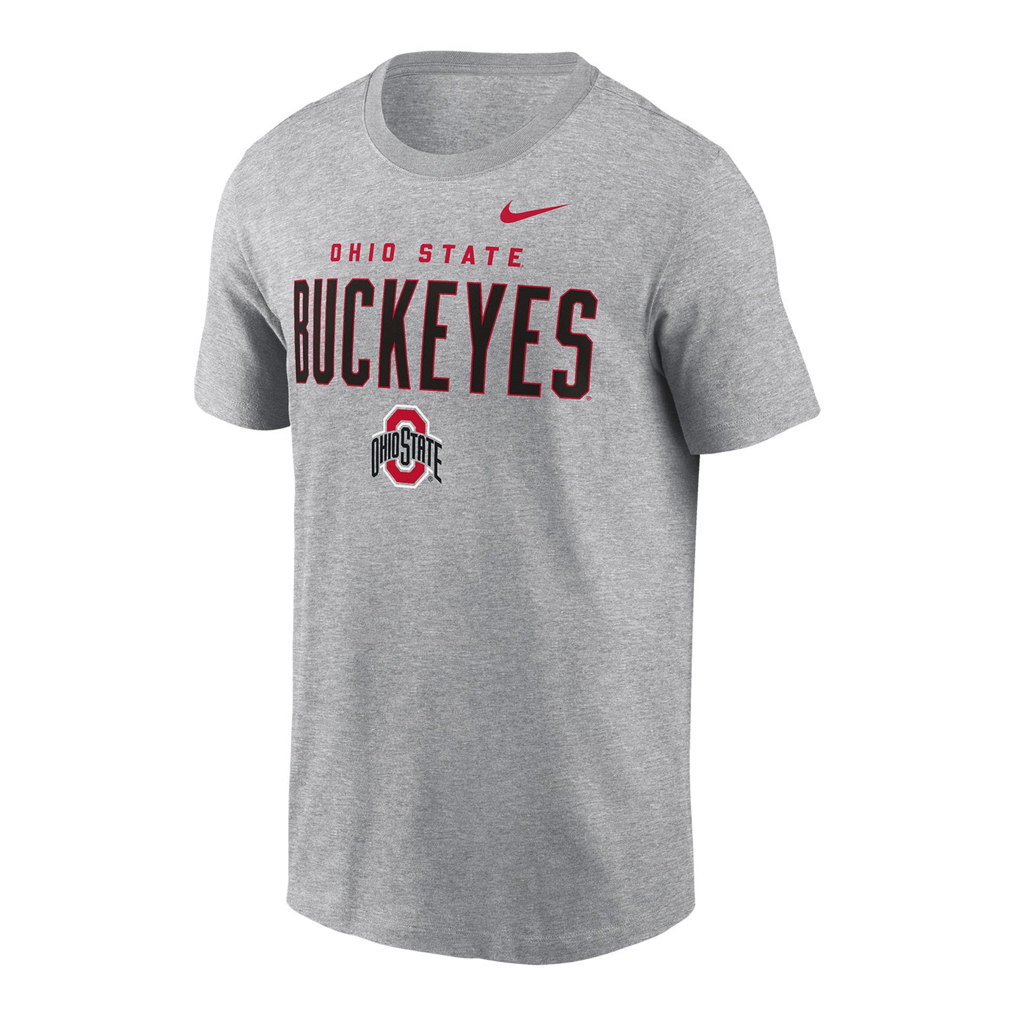 Ohio State Buckeyes Nike 2 Hit Wordmark Leaf Gray Short Sleeve T-Shirt - Front View