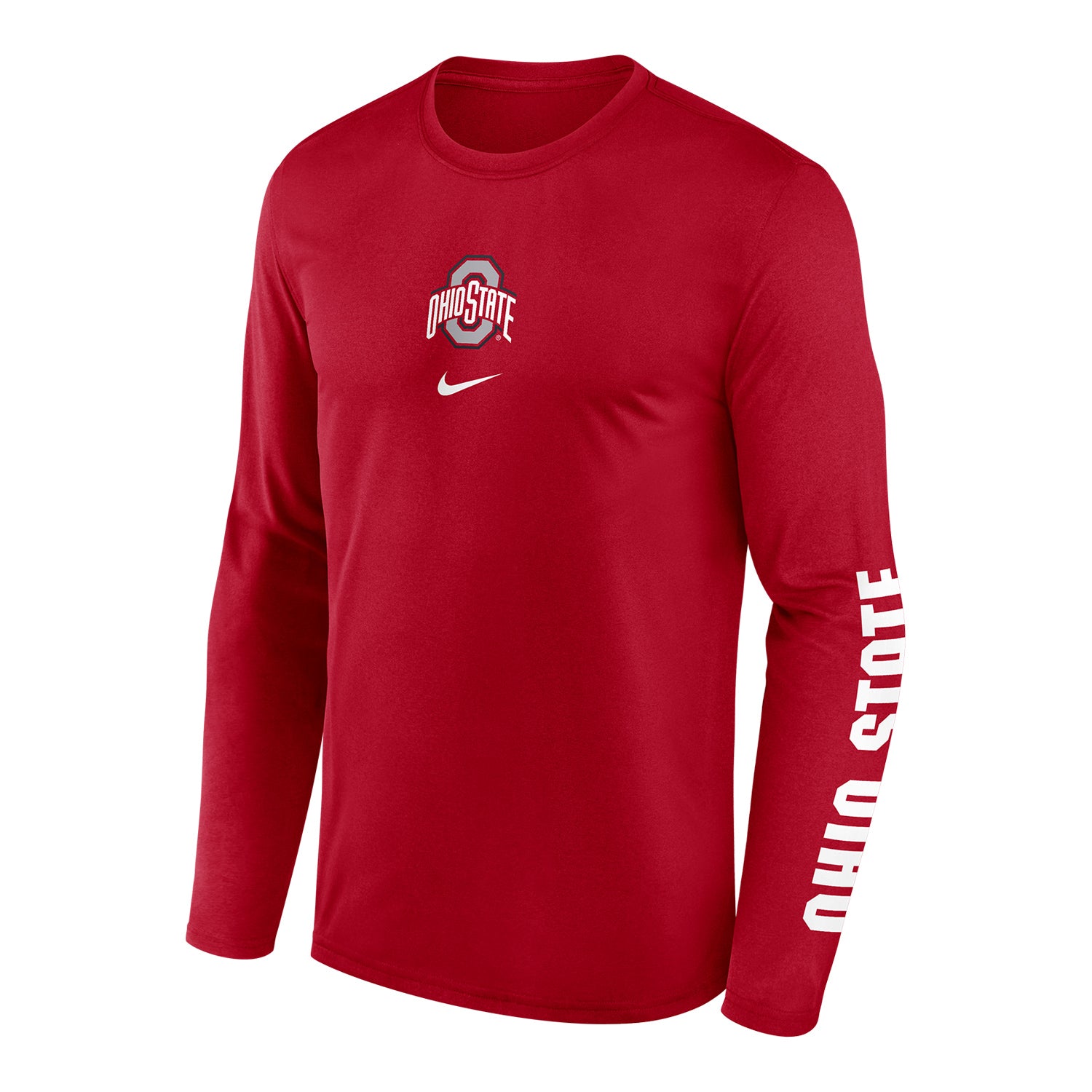 Ohio State Buckeyes Nike 2 Hit Legend Icon Scarlet Long Sleeve T-Shirt - Front View