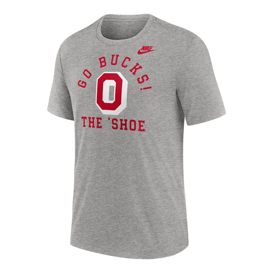 Ohio State Buckeyes Nike Triblend Horseshoe Gray Short Sleeve T-Shirt - Front View