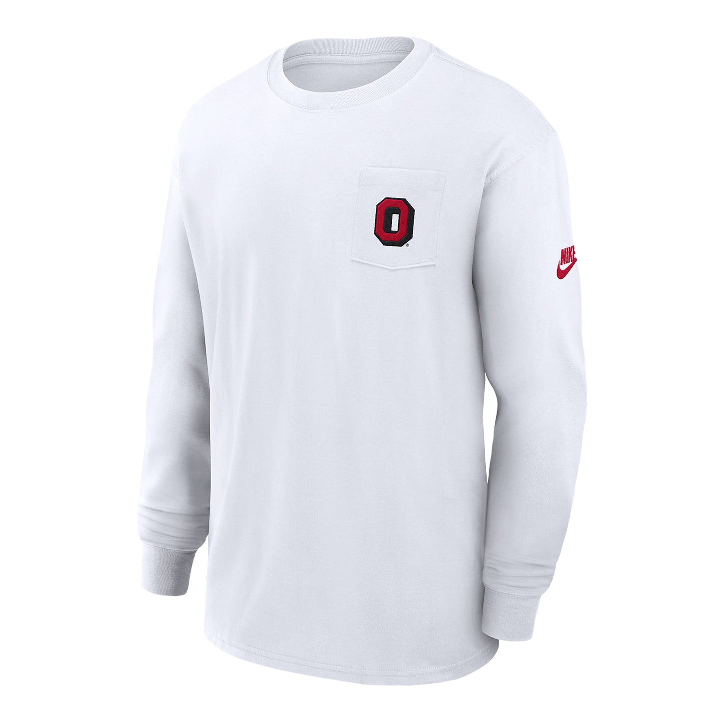 Ohio State Buckeyes Nike Max 90 Legacy Logo Pocket White Long Sleeve T-Shirt - Front View