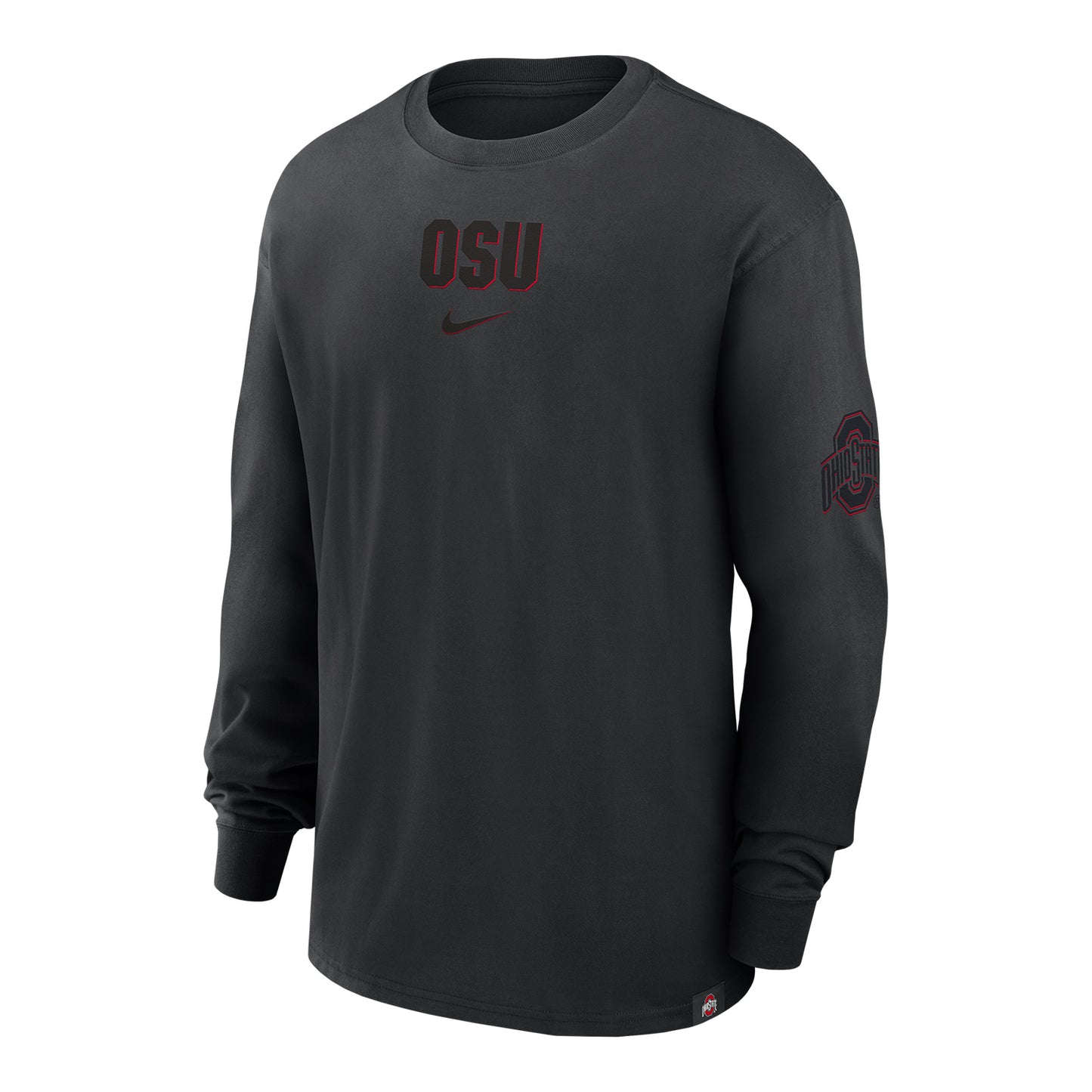 Ohio State Buckeyes Nike Max 90 Double Black Long Sleeve T-Shirt - Front View