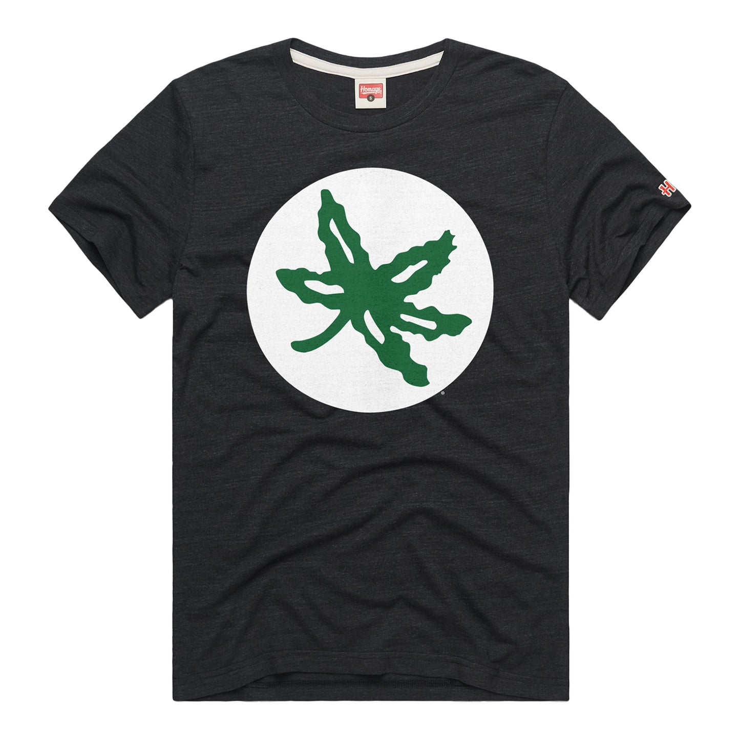 Ohio State Buckeyes Buckeye Leaf Black T-Shirt - Front View