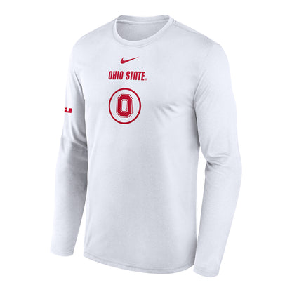 Ohio State Buckeyes Nike Practice Block O Long Sleeve White T-Shirt - Front View