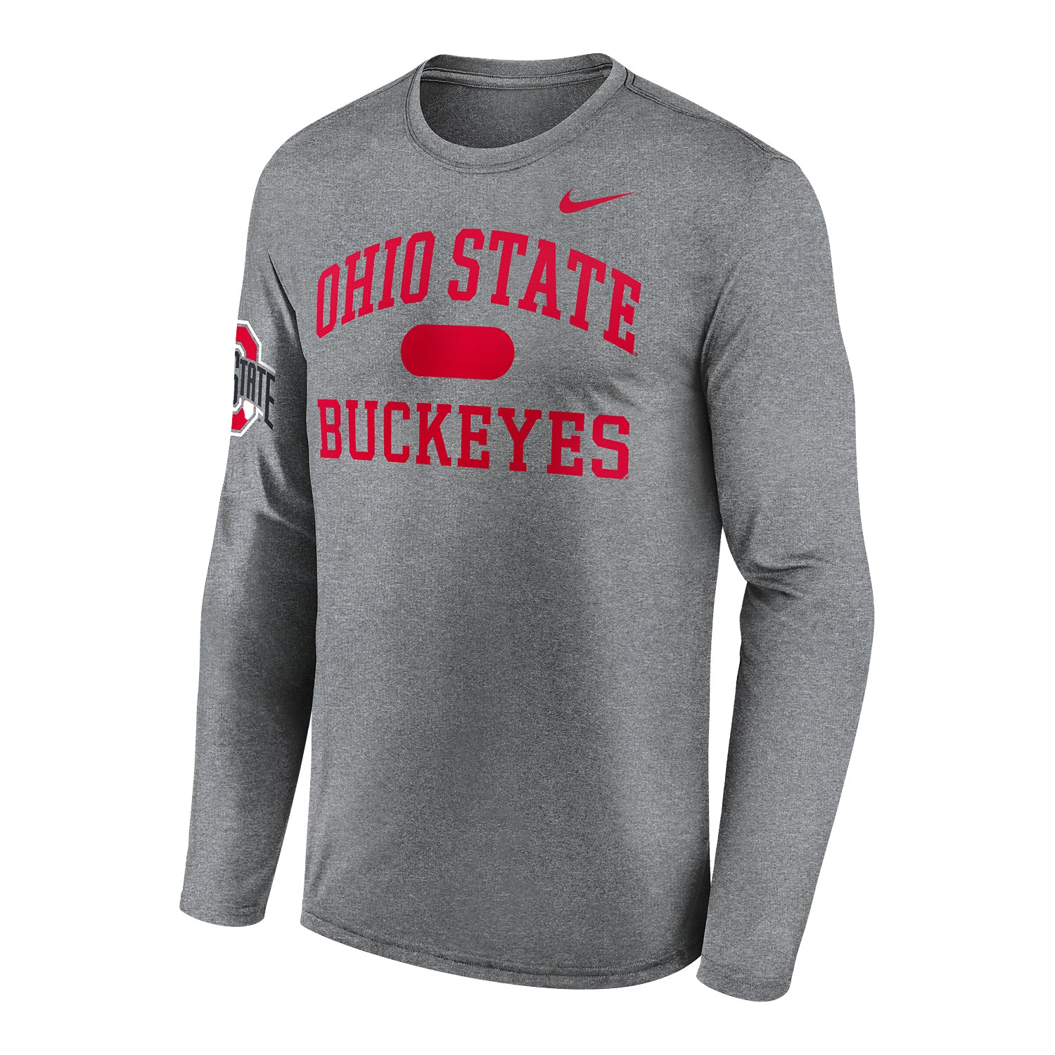 Ohio State Buckeyes Nike Wordmark Gray Long Sleeve T-Shirt - Front View