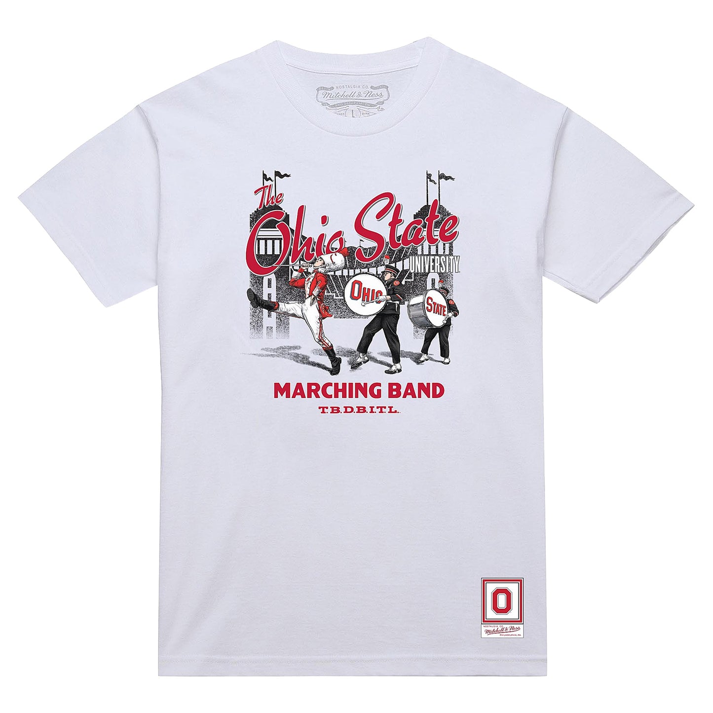 Ohio State Buckeyes Mitchell & Ness Marching Band White T-Shirt - Front View