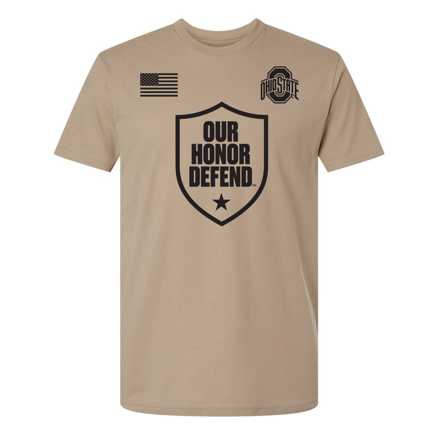 Ohio State Buckeyes 'Our Honor Defend' Tan T-Shirt In Tan - Front View