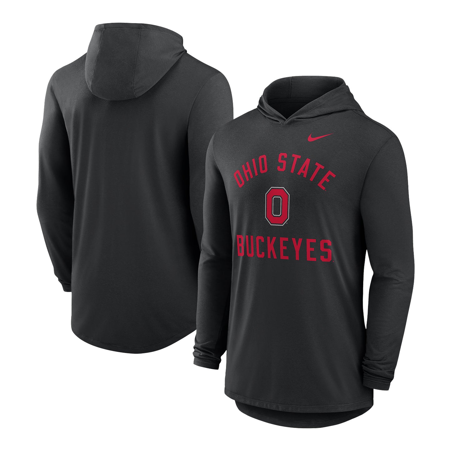 Ohio State Buckeyes Nike Classic Arch Hooded T-Shirt In Black - Front & Back View