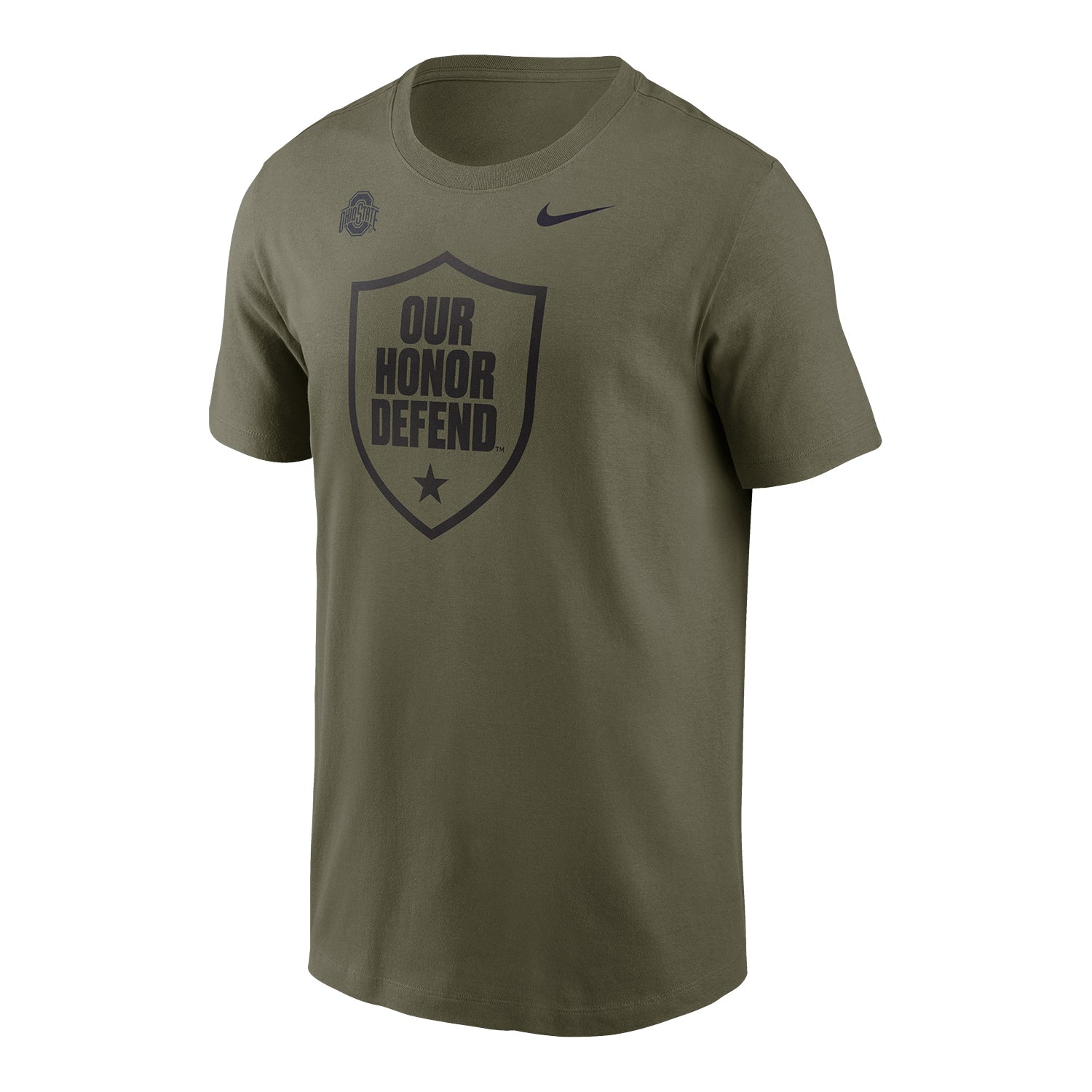 Ohio State Buckeyes Nike Our Honor Defend 1-Color Logo Tee In Green - Front View