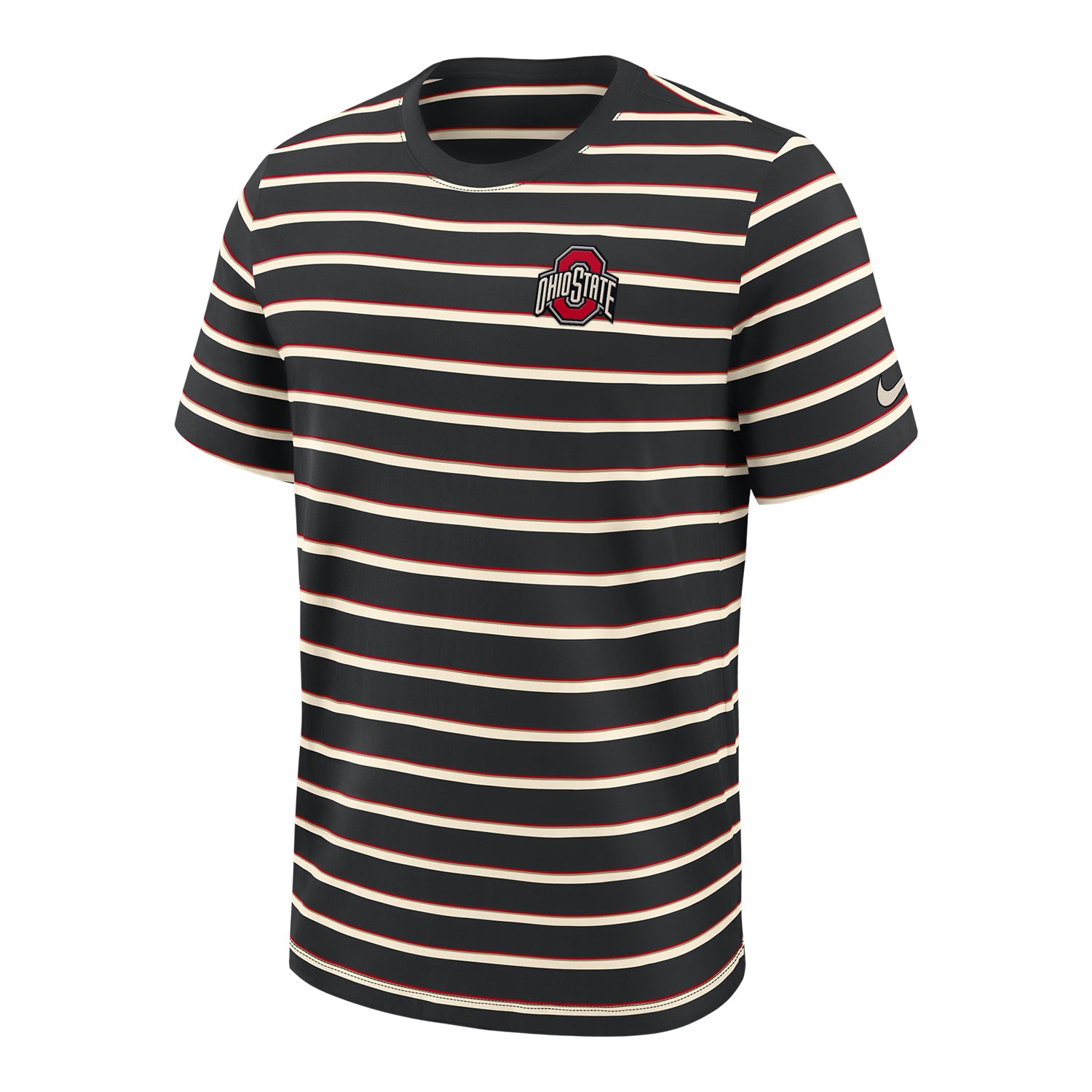 Ohio State Buckeyes Nike Club Stripe T-Shirt In Black - Front View