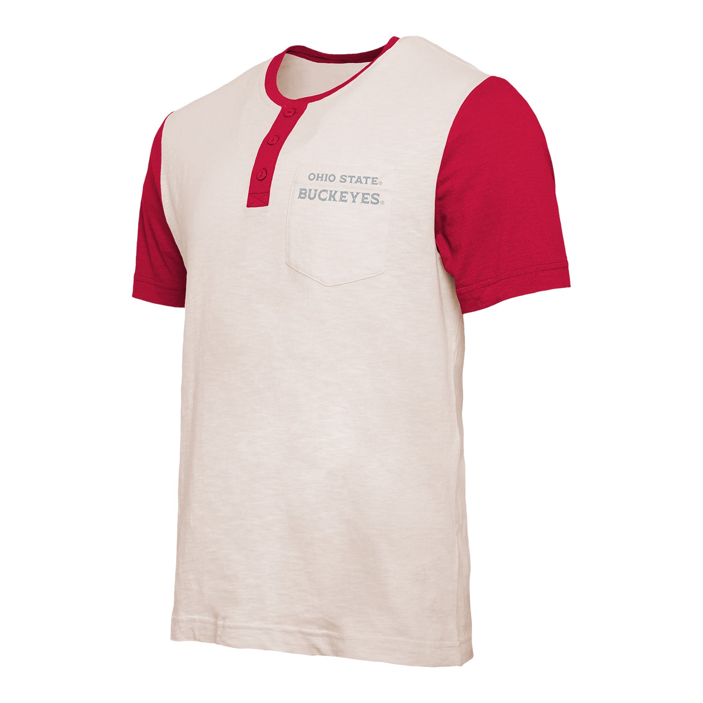 Ohio State Buckeyes Henley Pocket T-Shirt In White - Front View