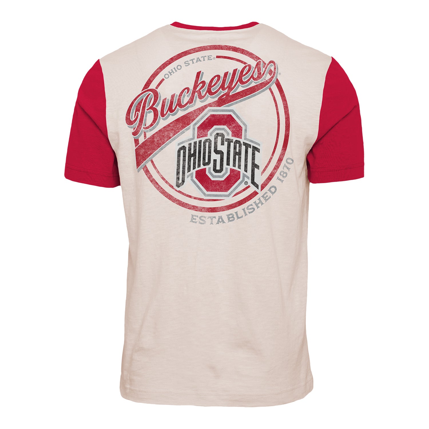 Ohio State Buckeyes Henley Pocket T-Shirt In White - Back View