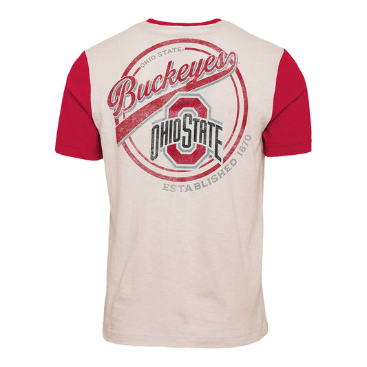 Ohio State Buckeyes Henley Pocket T-Shirt In White - Back View