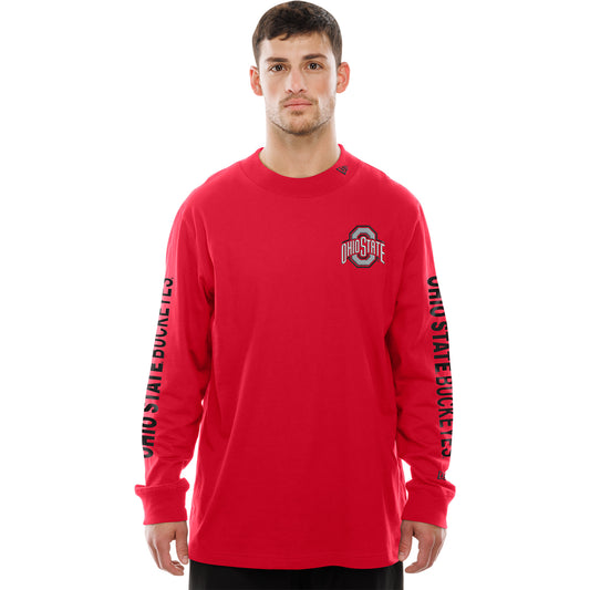Ohio State Buckeyes New Era Athletic Mock Neck Long Sleeve T-Shirt In Scarlet - Front View