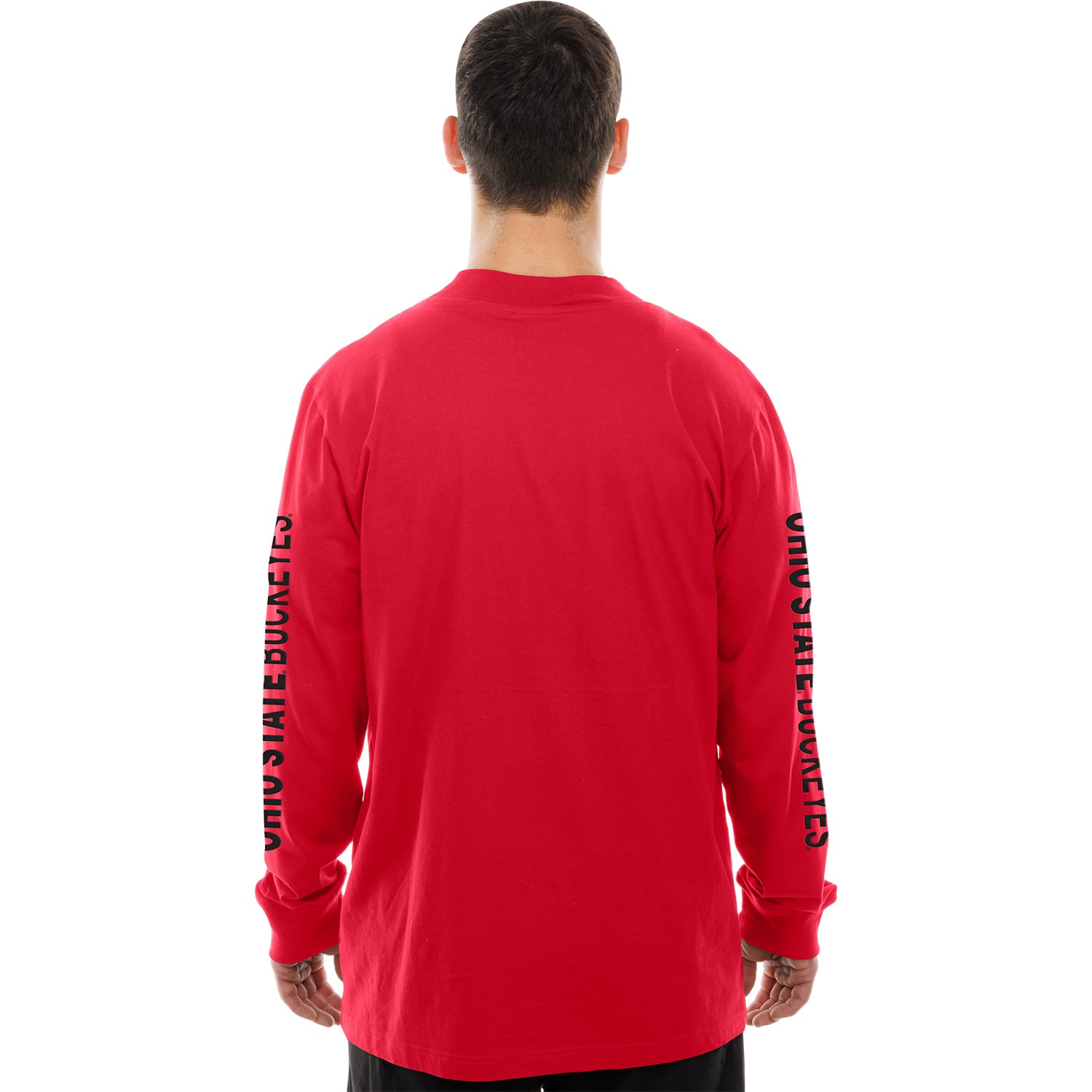 Ohio State Buckeyes New Era Athletic Mock Neck Long Sleeve T-Shirt In Scarlet - Back View