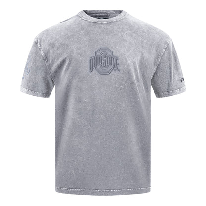 Ohio State Buckeyes Prostandard Washed Block O T-Shirt In Gray - Front Side View